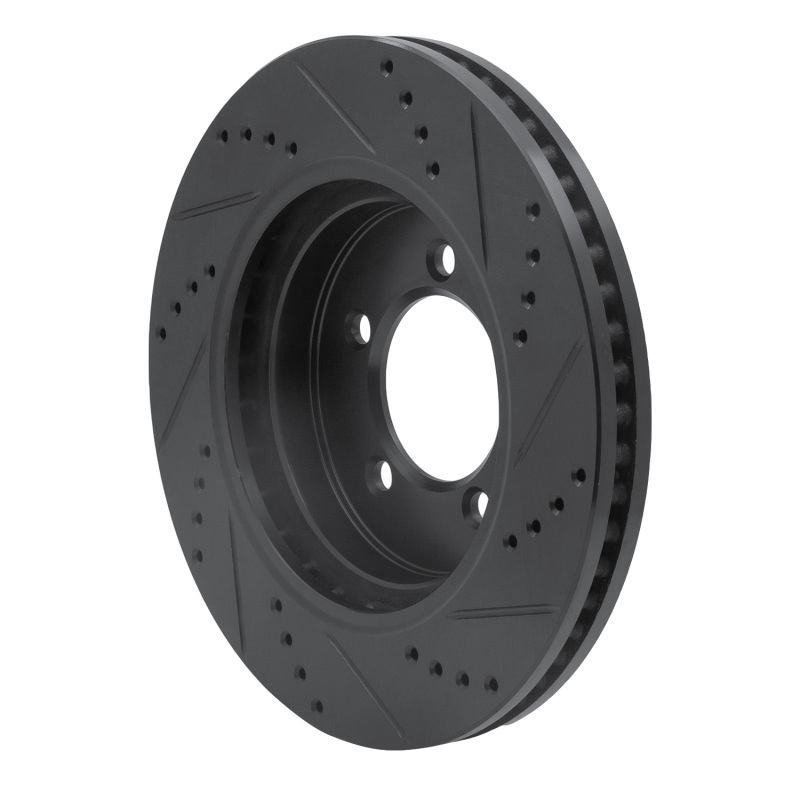 Ford Explorer Brake Rotor (1) - Front Left - R1 Concepts - Drilled & Slotted - Black - `06-`10